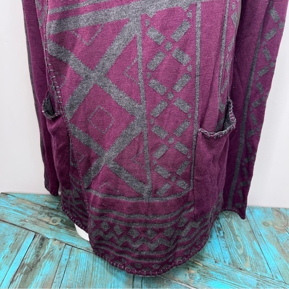 Melissa Nepton Burgundy & Grey  Cardigan Sweater Open Front Drape​ - Picture 4 of 12